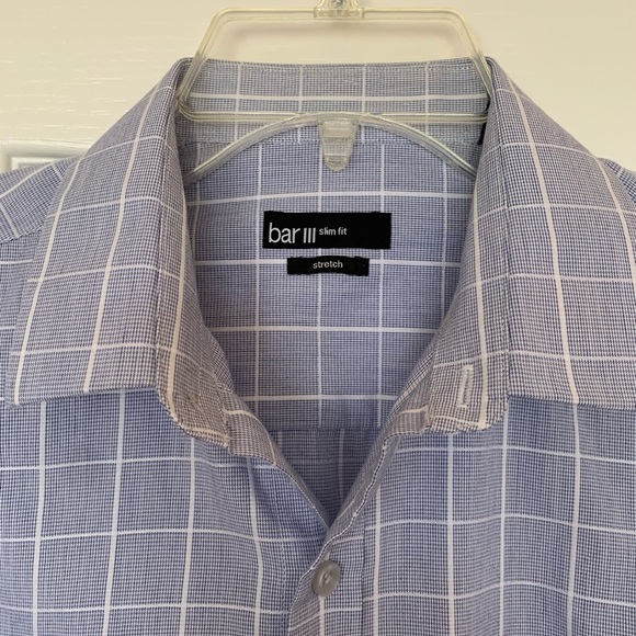 Bar III mens shirt blue with grid print. Sz M never worn - Picture 2 of 4